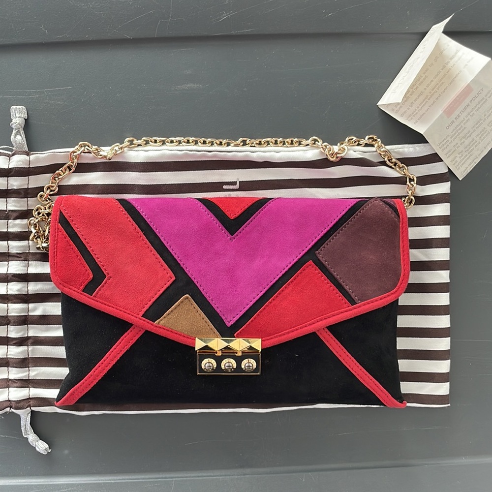 Henri Bendel - suede shoulder bag with gold chain